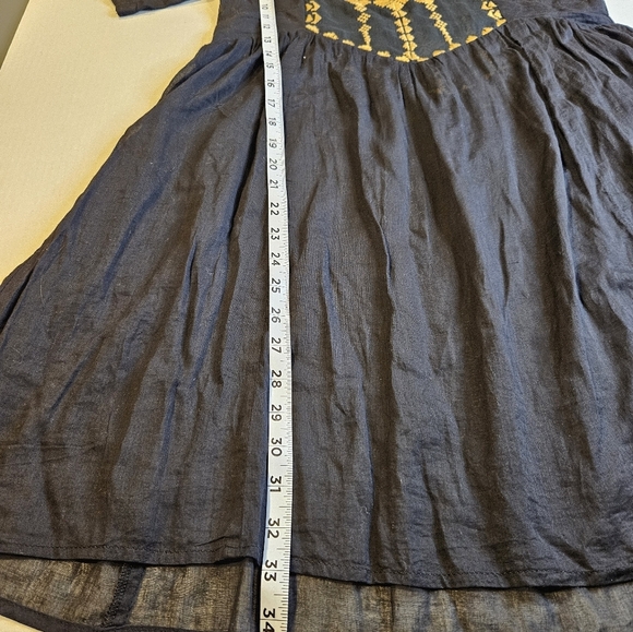 Feminine Boho Embroidered Sheer Tunic Black & Gold Dress Medium - Picture 5 of 5